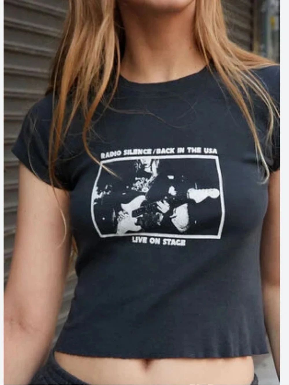 Brandy Melville John Galt Radio Silence Baby Tee Shirt Women’s Small